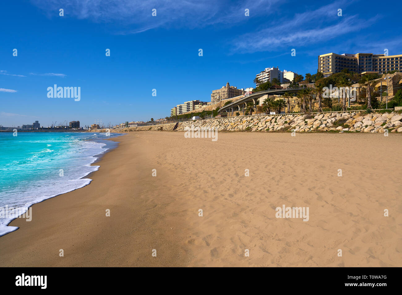El Miracle Beach in Tarragona an der Costa Dorada in Katalonien Stockfoto