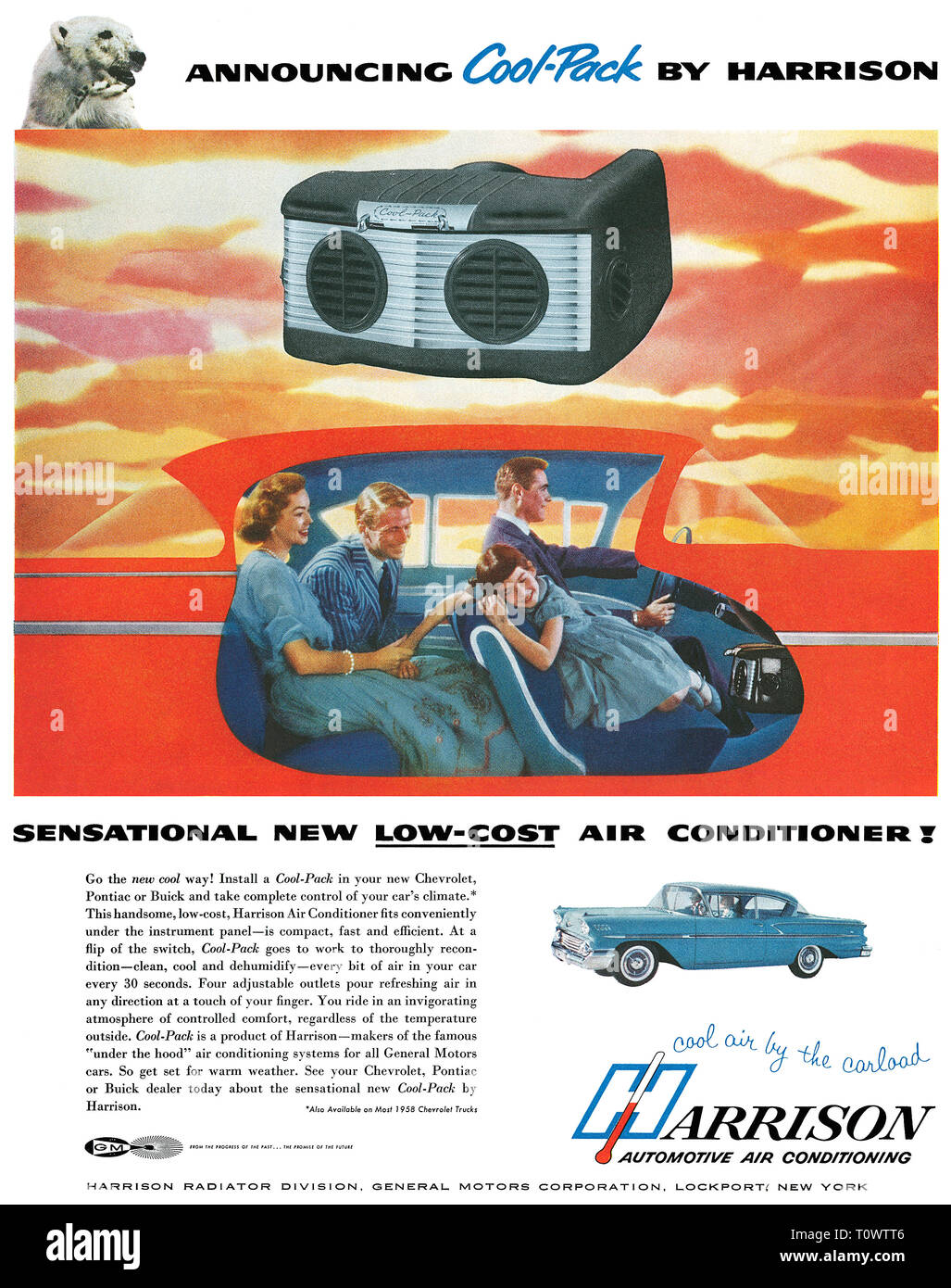 1958 US-Werbung für Harrison von Klimaanlagen in der Automobilindustrie Stockfoto