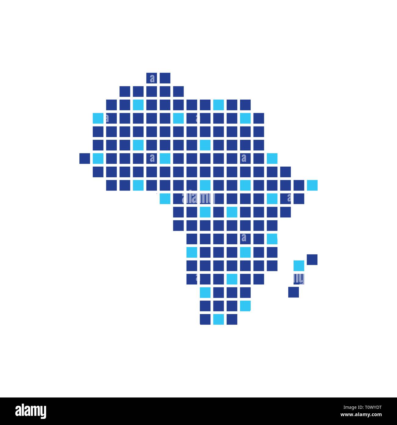 Digital Afrika blaue Farbe Pixel Vektor Symbol Grafik Logo Design Template Stock Vektor