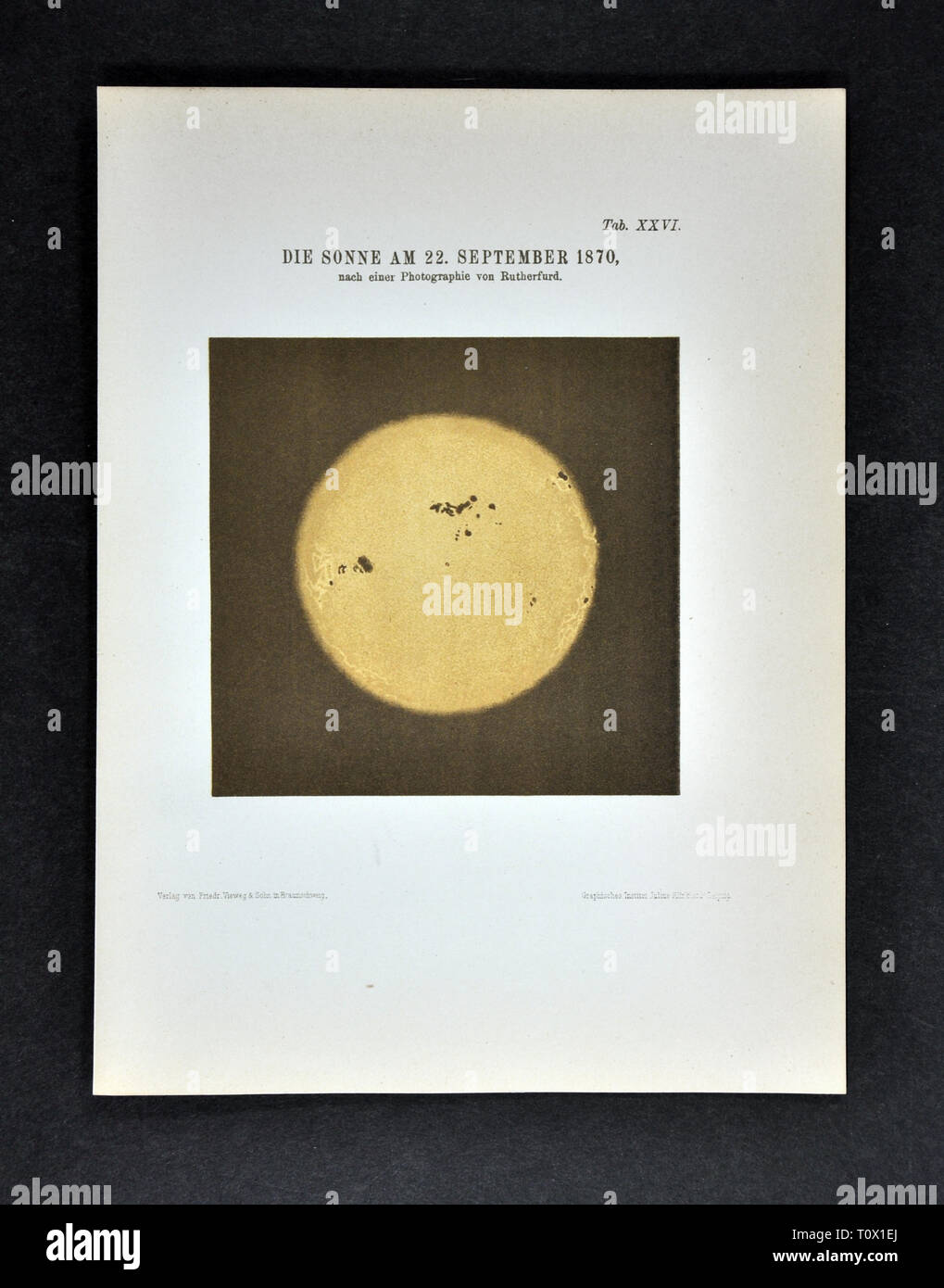 1894 Muller Astronomie Foto von der Sonne zeigt die Position der Sonnenflecken am 22. September 1870 fotografiert von Rutherford Stockfoto