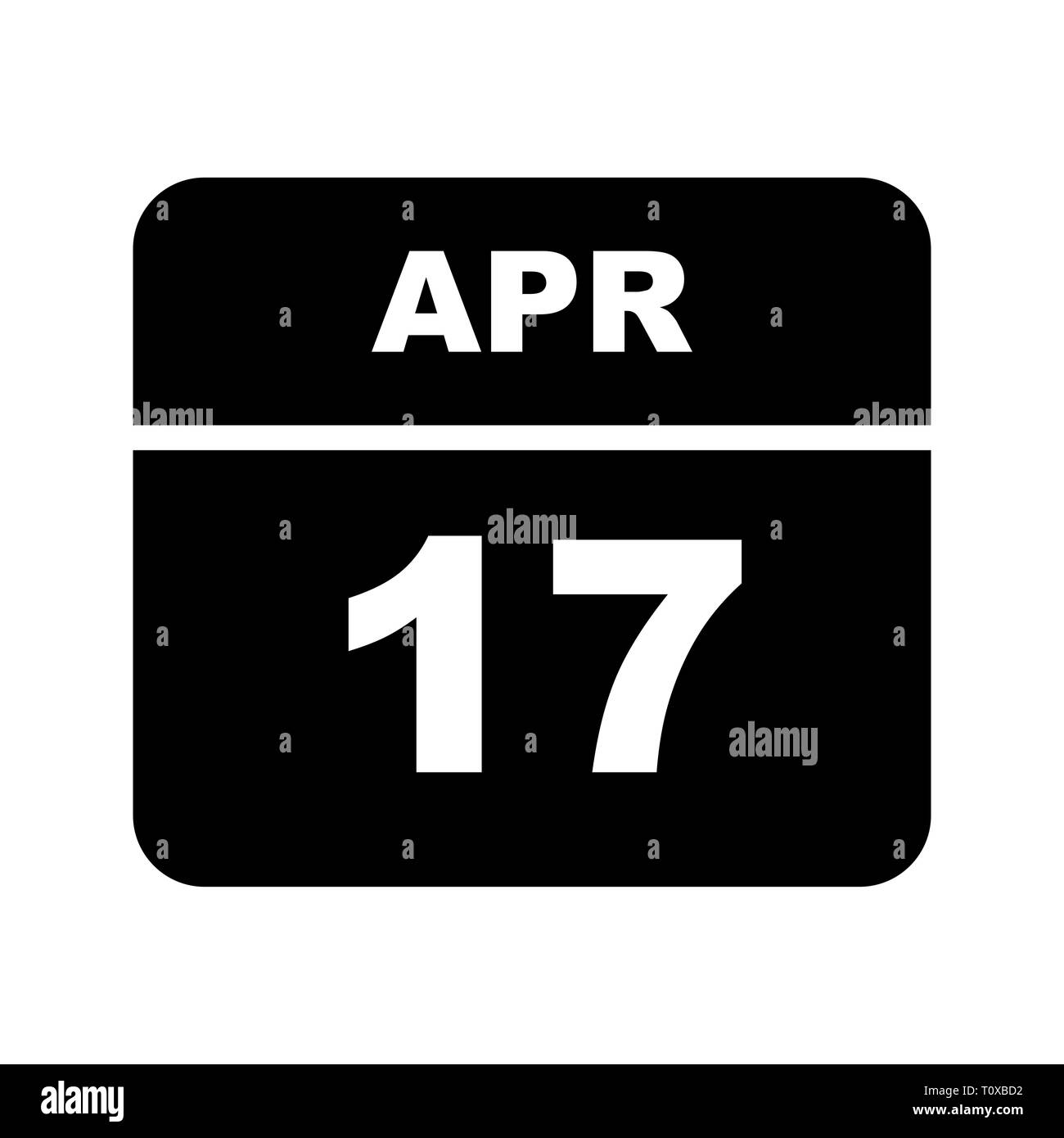 April 17 Datum an einem einzigen Tag Kalender Stockfoto