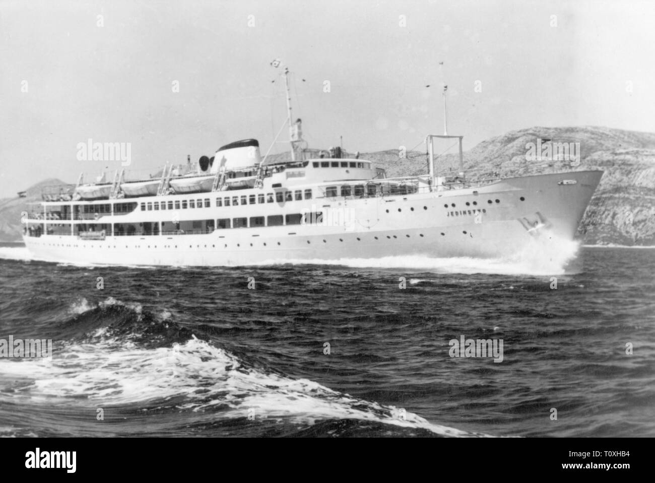 Transport/Verkehr, Navigation, Dampfschiff, jugoslawischen Cruiser "Jedinstvo", Aussicht, Postkarte, 1960er Jahre, Additional-Rights - Clearance-Info - Not-Available Stockfoto