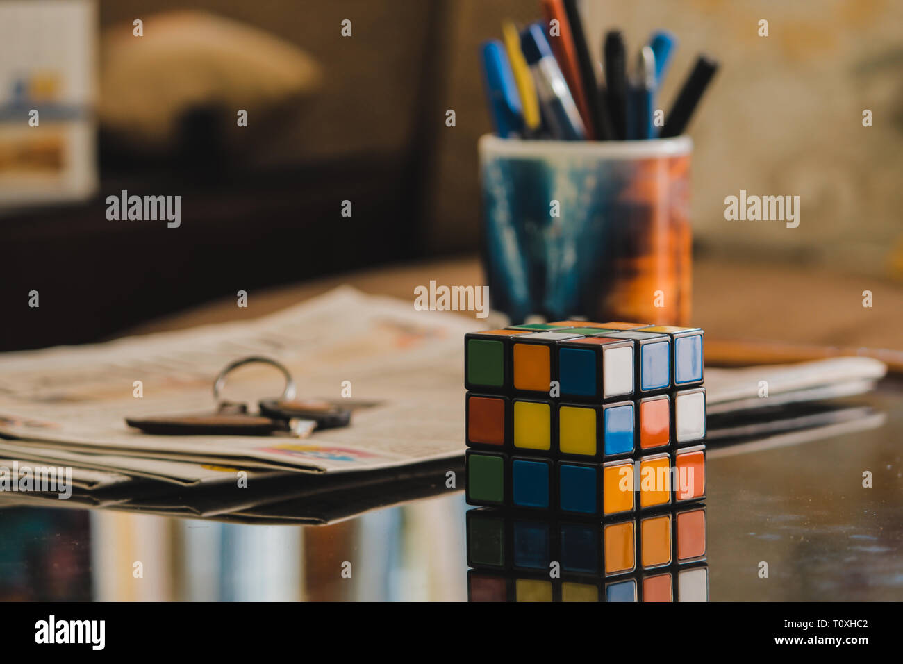 Einen Zauberwürfel Stockfoto