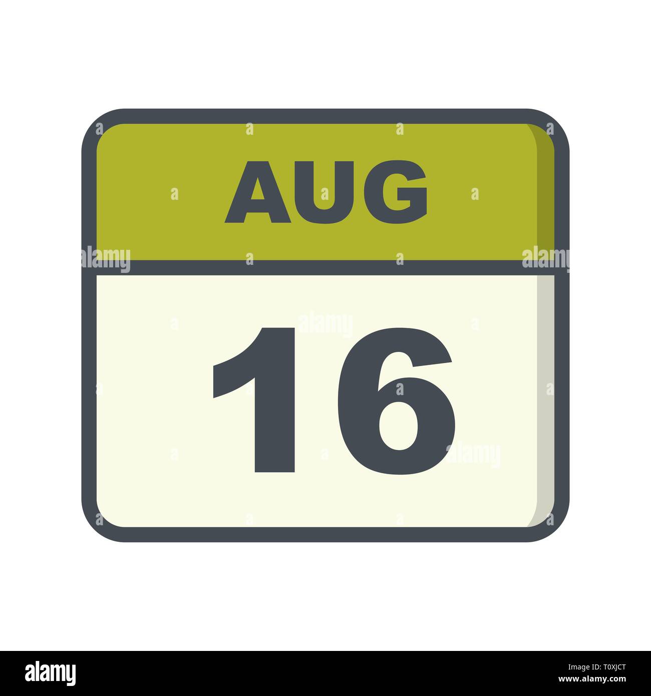 August 16 Datum an einem einzigen Tag Kalender Stockfoto