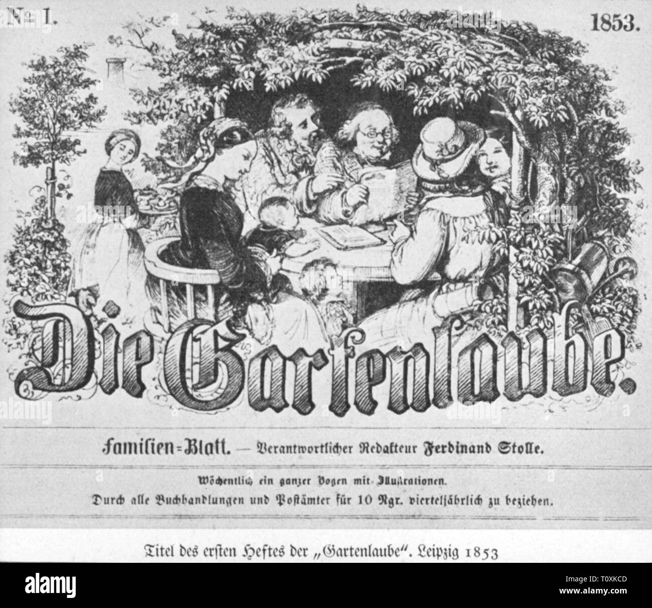 Presse/Medien, Zeitschriften, 'Die Gartenlaube', vordere Seite, Nummer 1, Leipzig, 1859, Additional-Rights - Clearance-Info - Not-Available Stockfoto