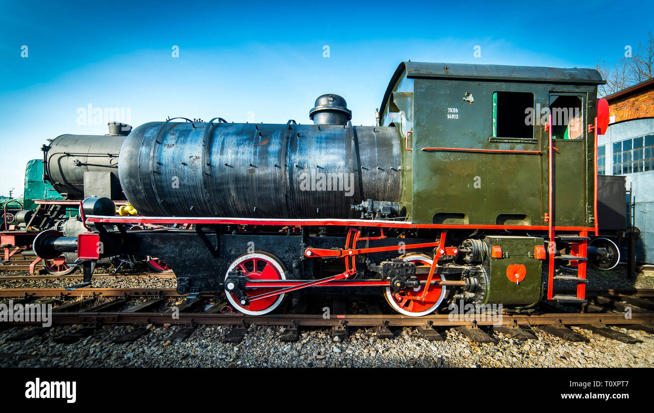 Dampflok im Motor Haus Stockfoto