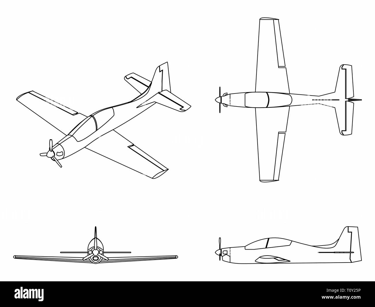 Flugzeug Tucano. Umrisse nur. Stock Vektor