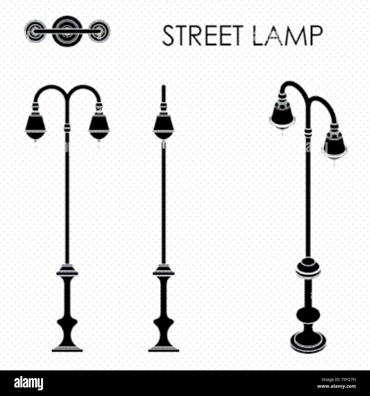Street Lamp Black füllen Stock Vektor