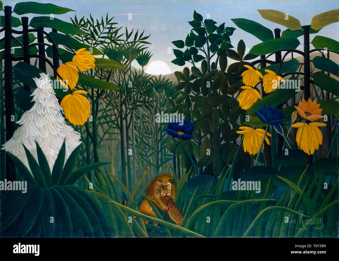 Henri Rousseau, das Mahl der Löwe, Dschungel, Malerei, 1907 Stockfoto