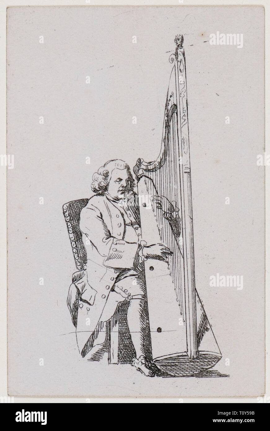 John Abwehr spielen auf der Harfe, c 1760-1780. Schöpfer: William Parry. Stockfoto