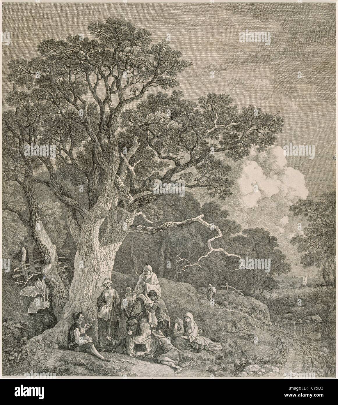 Sinti und Roma in einem Holz, nach Thomas Gainsborough, c 1740-1780. Schöpfer: John Wood. Stockfoto