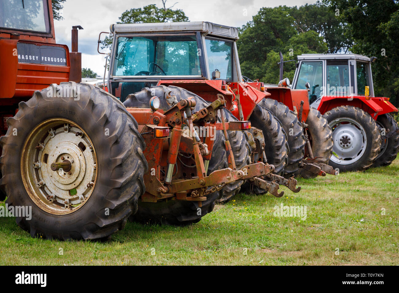Fall und internationale Traktoren auf Anzeige an die 2018 Aylsham Landwirtschaft zeigen, Norfolk, Großbritannien. Stockfoto