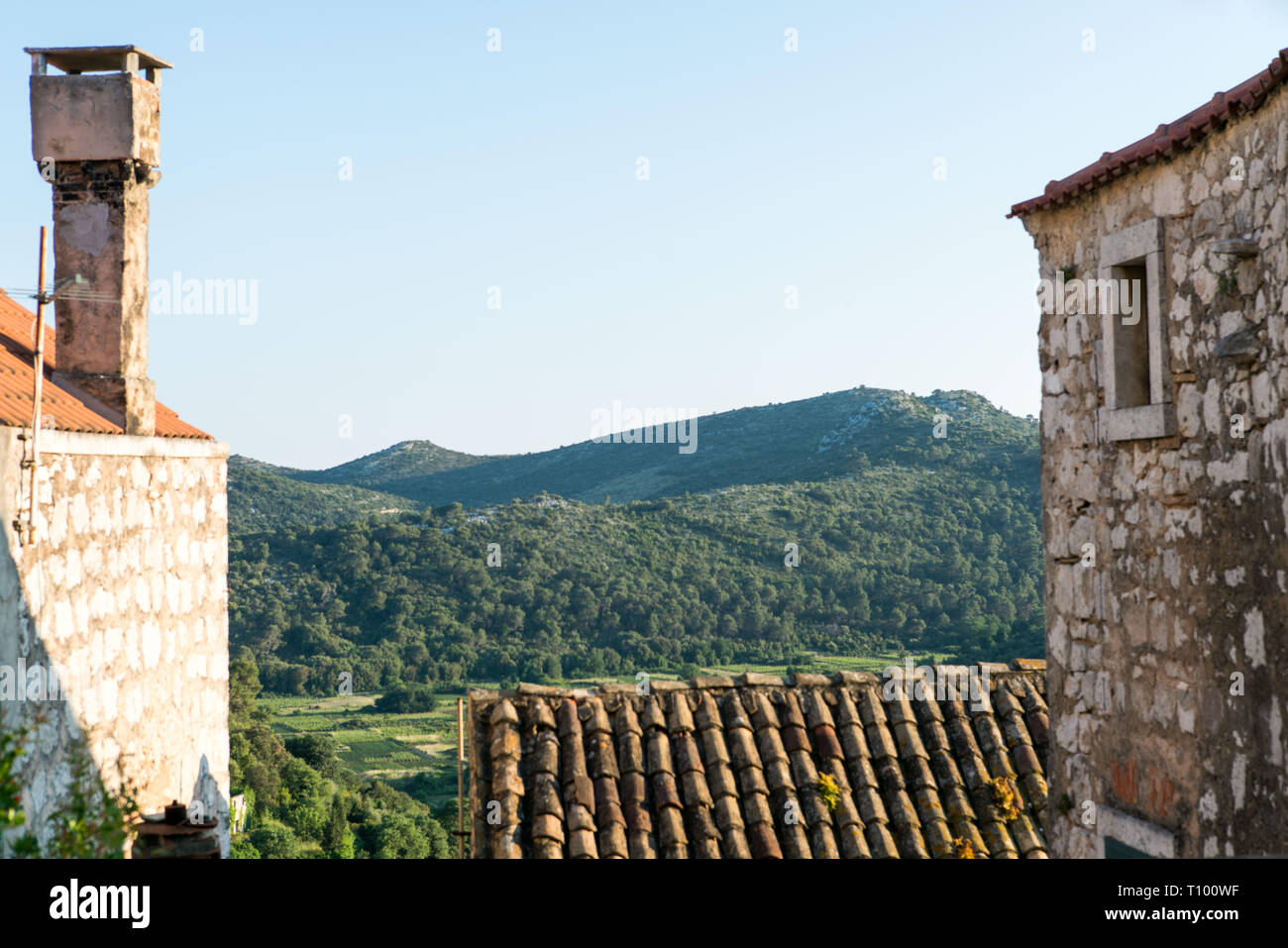 Blick über Stadt, Lastovo Lastovo Kroatien Stockfoto