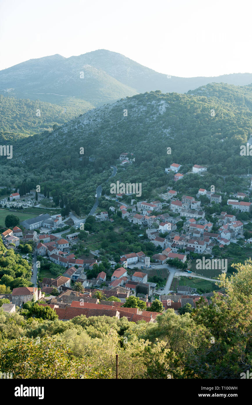 Blick über Stadt, Lastovo Lastovo Kroatien Stockfoto