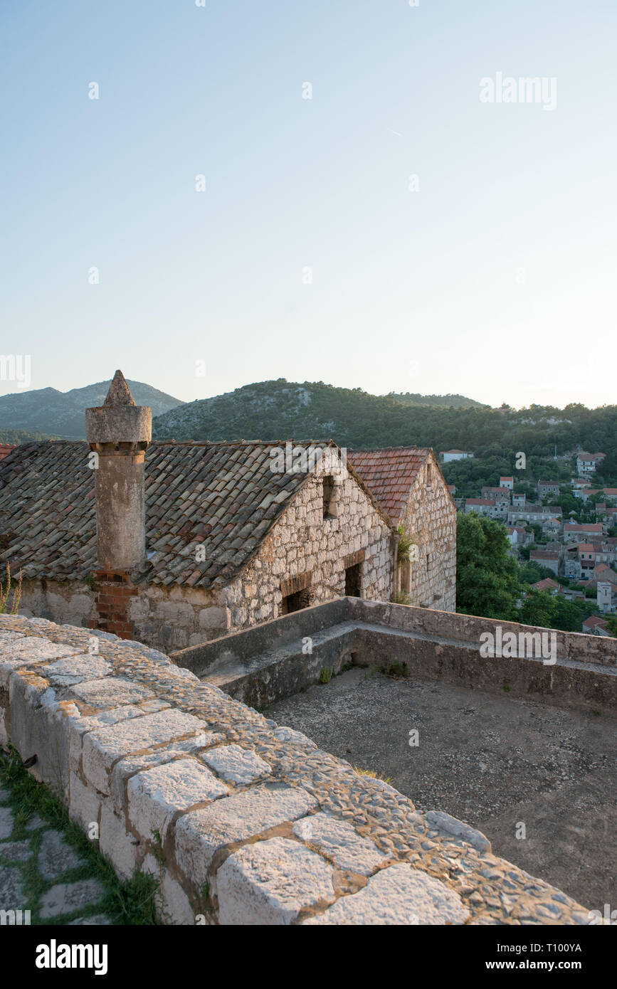 Blick über Stadt, Lastovo Lastovo Kroatien Stockfoto