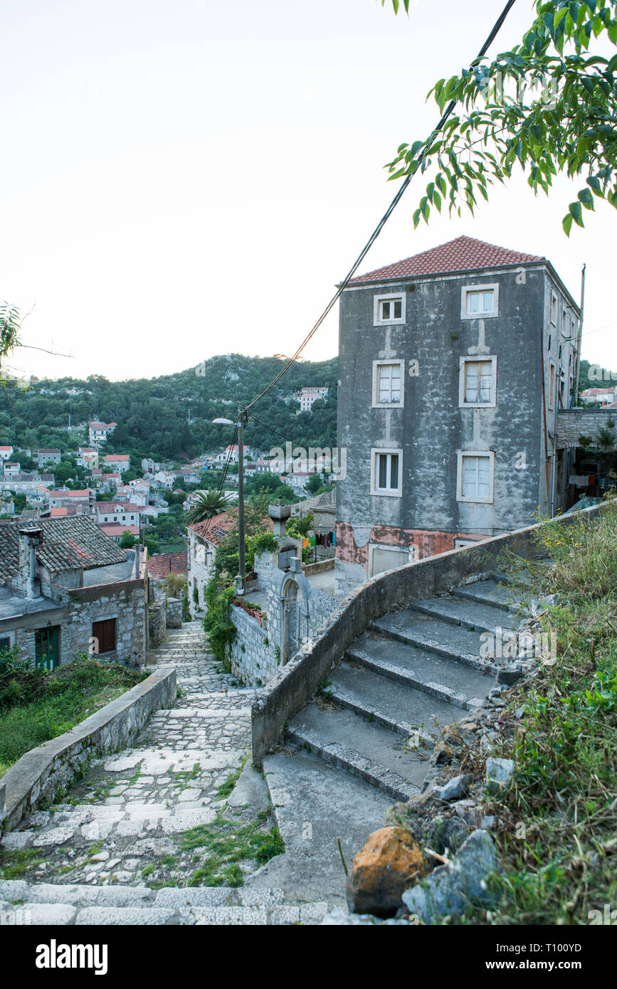 Blick über Stadt, Lastovo Lastovo Kroatien Stockfoto