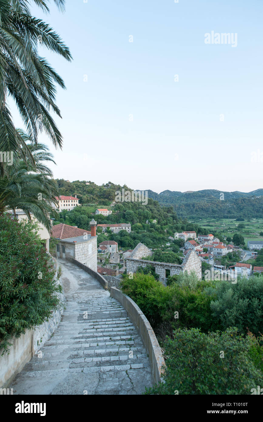 Blick über Stadt, Lastovo Lastovo Kroatien Stockfoto