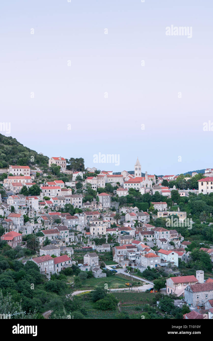 Blick über Stadt, Lastovo Lastovo Kroatien Stockfoto
