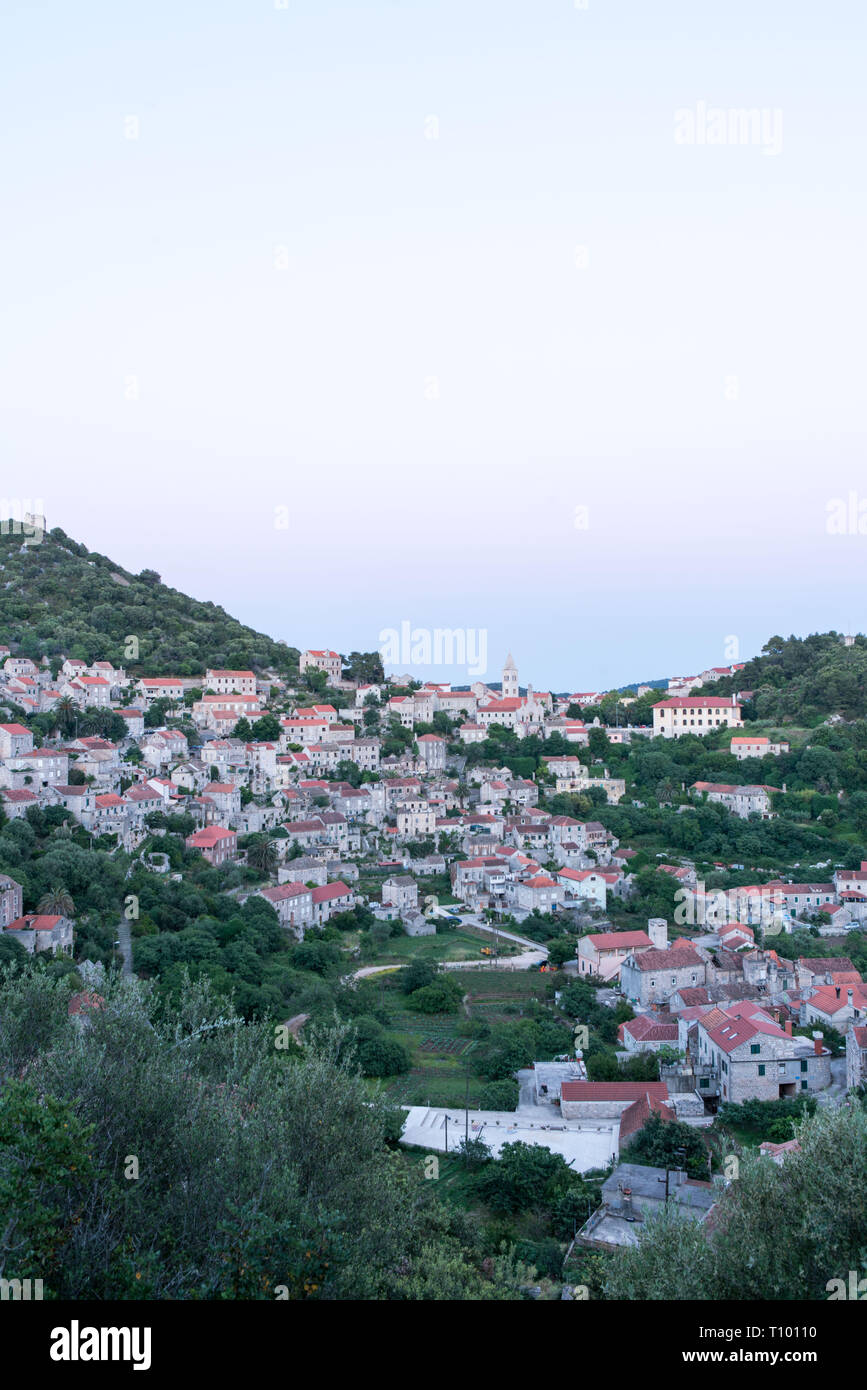 Blick über Stadt, Lastovo Lastovo Kroatien Stockfoto