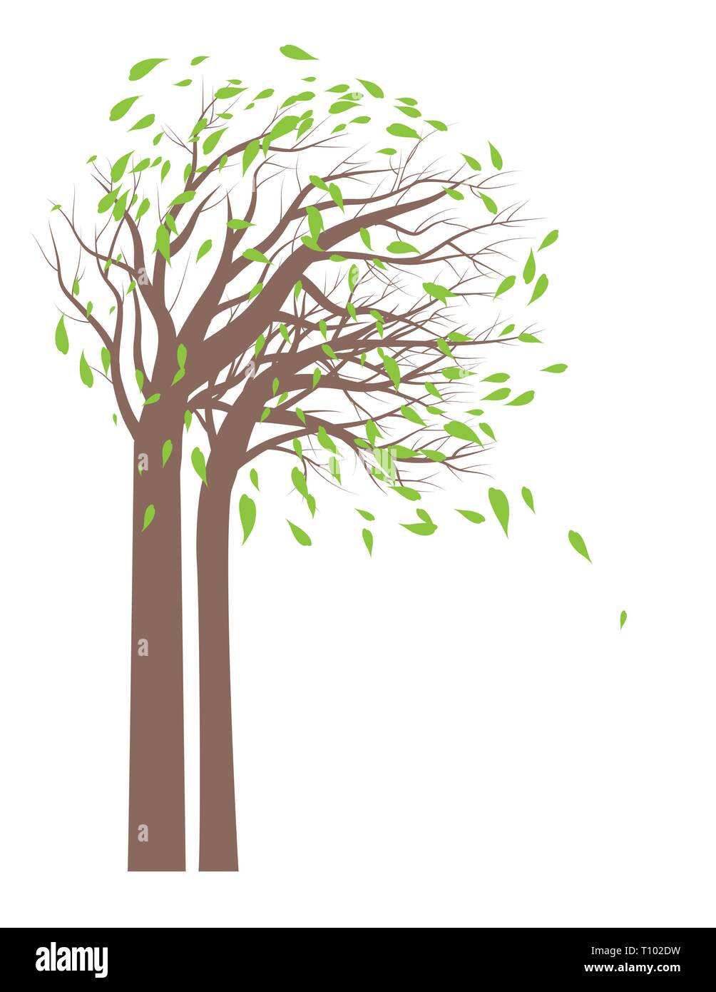 Bäume flachbild Abbildung. Jahreszeit Natur Element isoliert. Stock Vektor