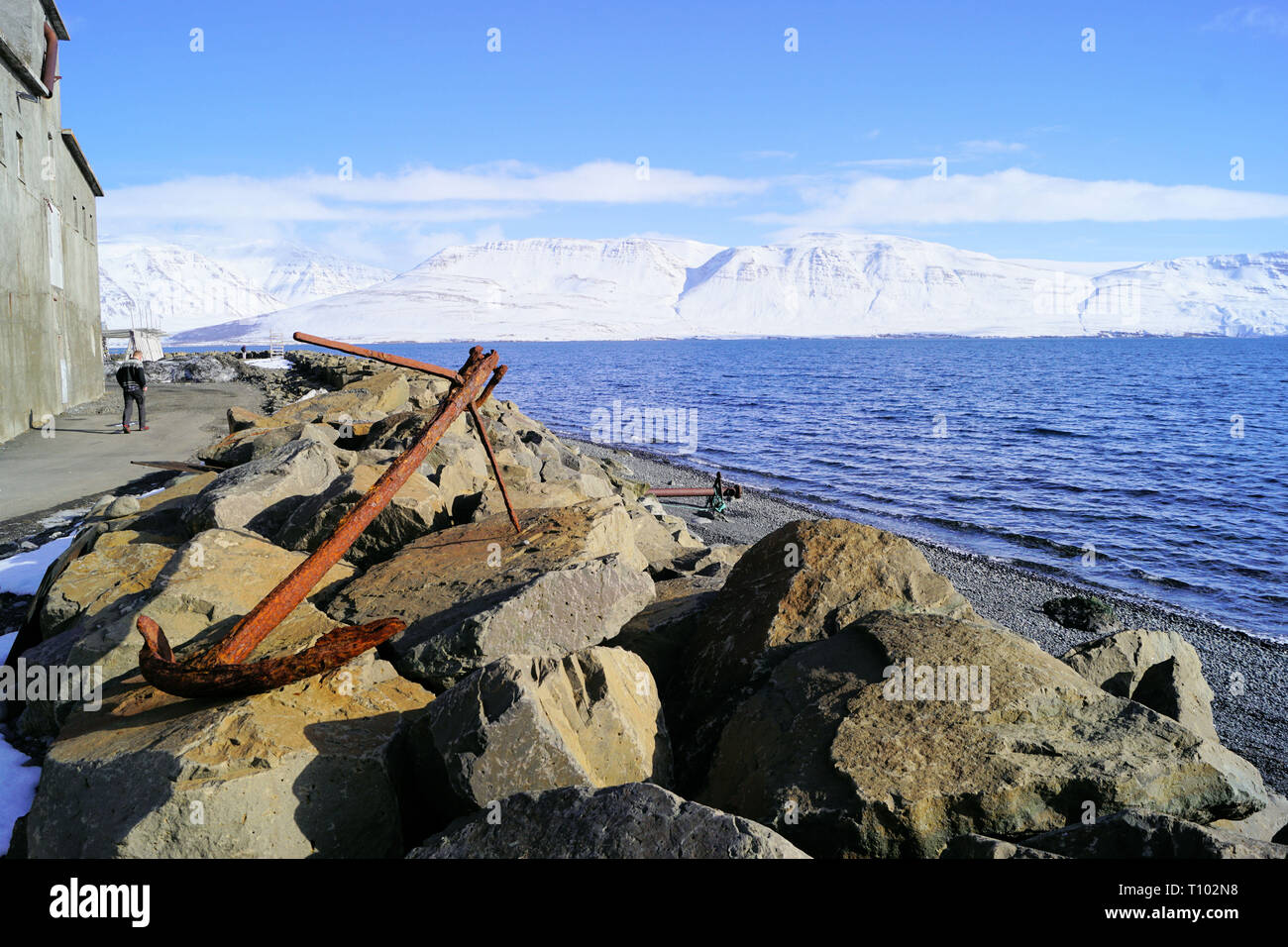 Die eyjafjord auf Hjalteyri, Icelanjd Stockfoto