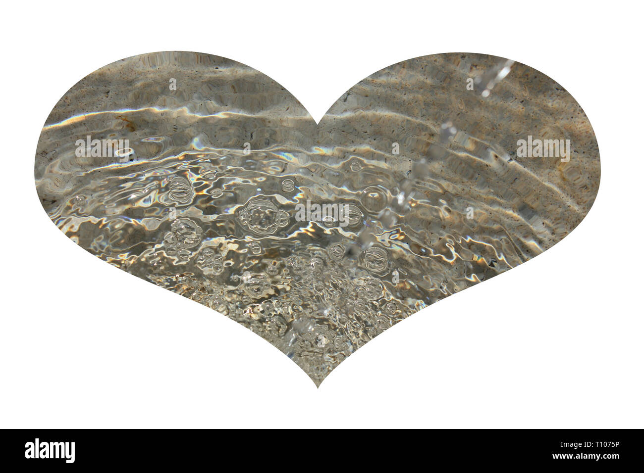 Herzen von Quellwasser. Abbildung steht für die Liebe und die Bedeutung von Wasser. Stockfoto
