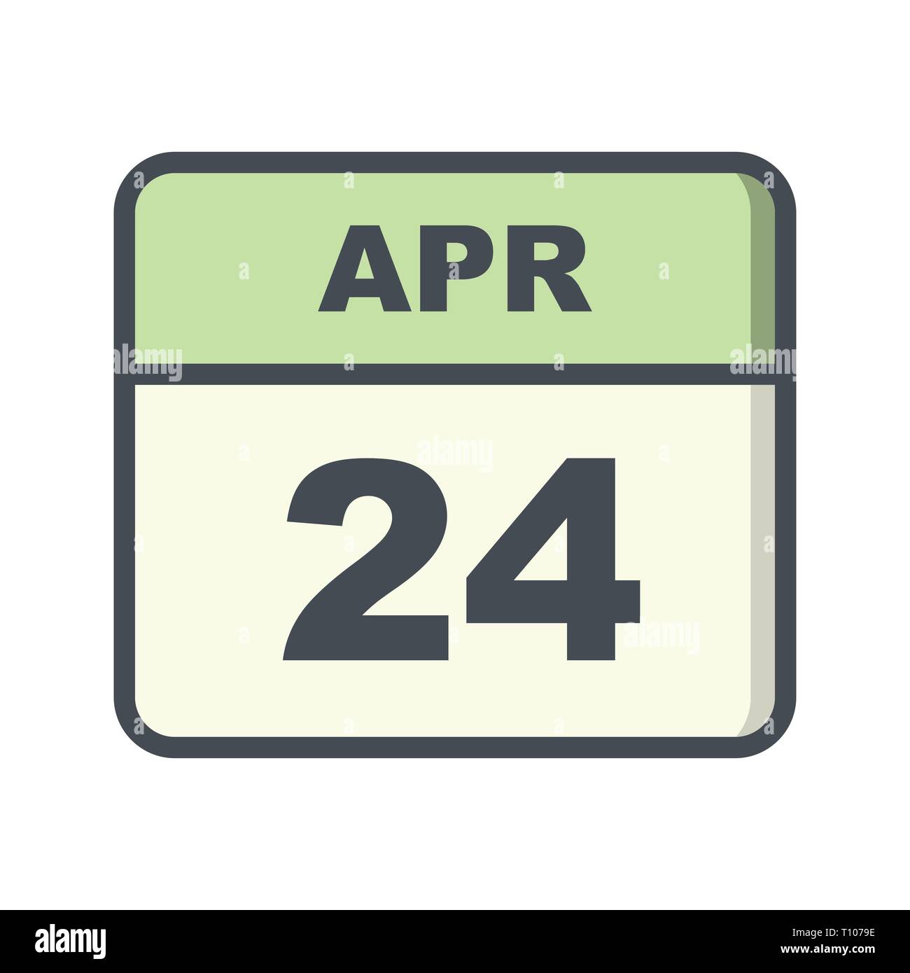 24. April Datum, an einem einzigen Tag Kalender Stockfoto