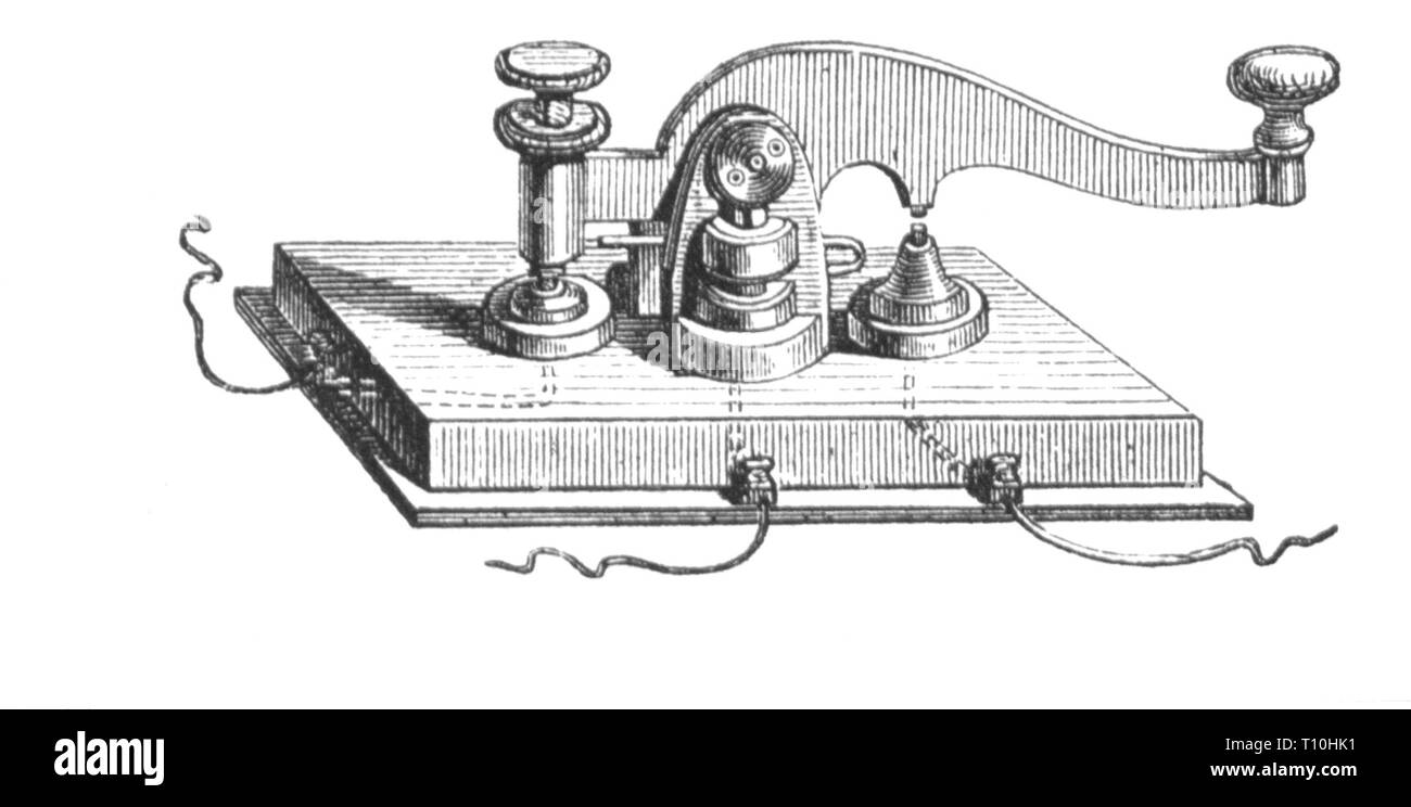 Post, Telegrafie, Fernschreiber Schlüssel von Samuel Morse, 1837, Artist's Urheberrecht nicht geklärt zu werden. Stockfoto