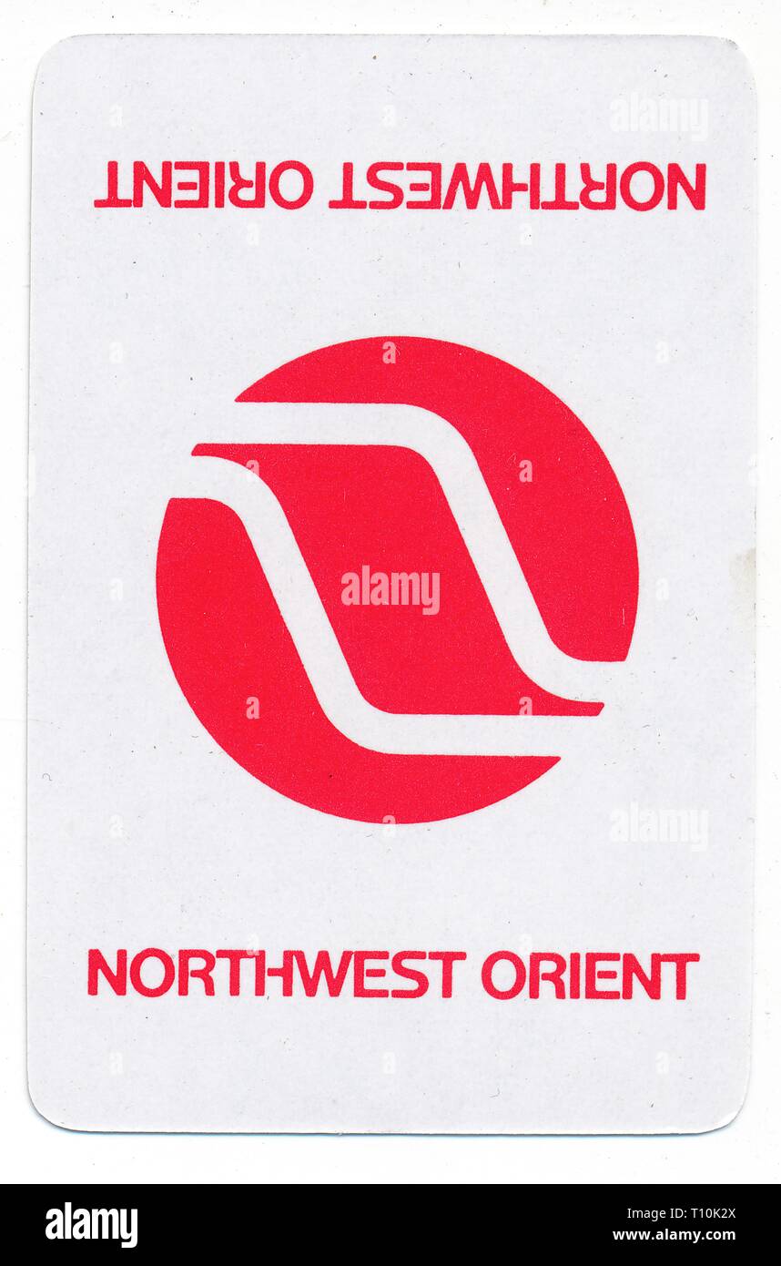 Karte mit Logo für Northwest Orient Airlines, eine eventuelle Mitglied der Nordwest Group, United States, 1970. () Stockfoto