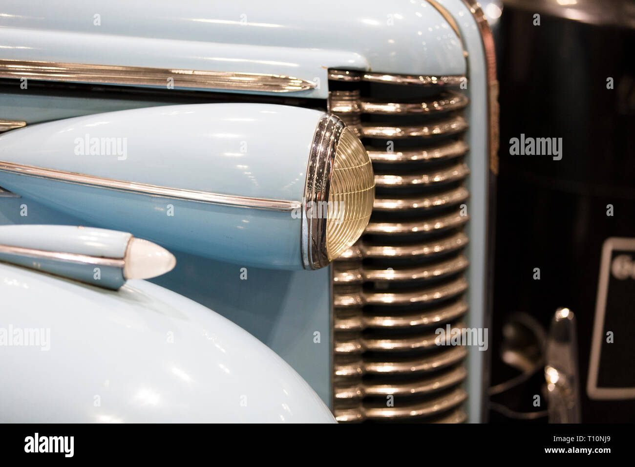 Eine Nahaufnahme eines klassischen Oldtimer Scheinwerfer Stockfoto