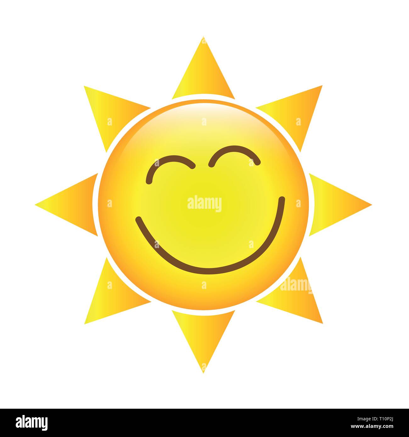 Gerne gelbe Sonne Gesicht Symbol auf weißem Hintergrund Vektor-illustration EPS 10 isoliert Stock Vektor