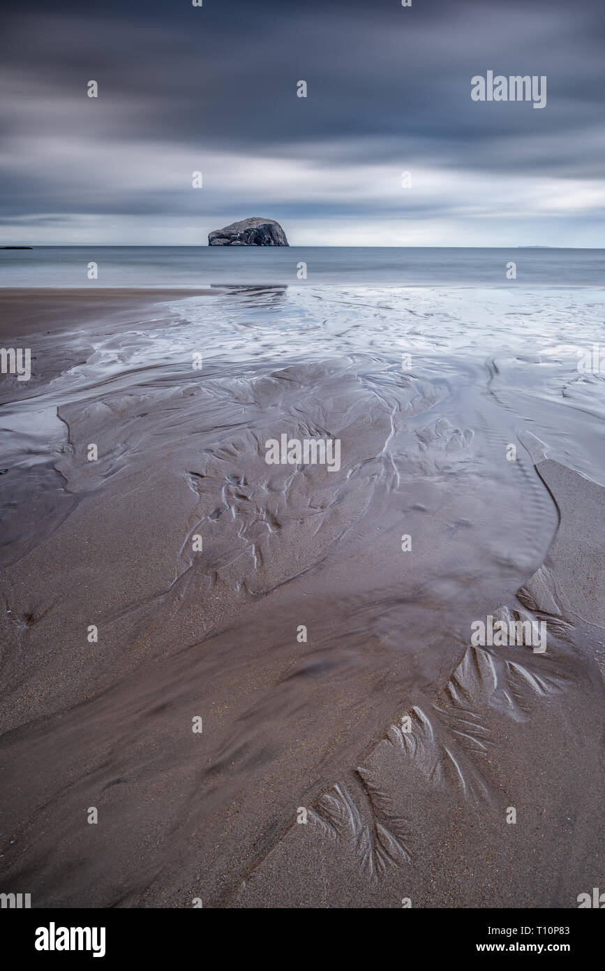 Seacliff Strand, East Lothian mit Bass Rock Stockfoto