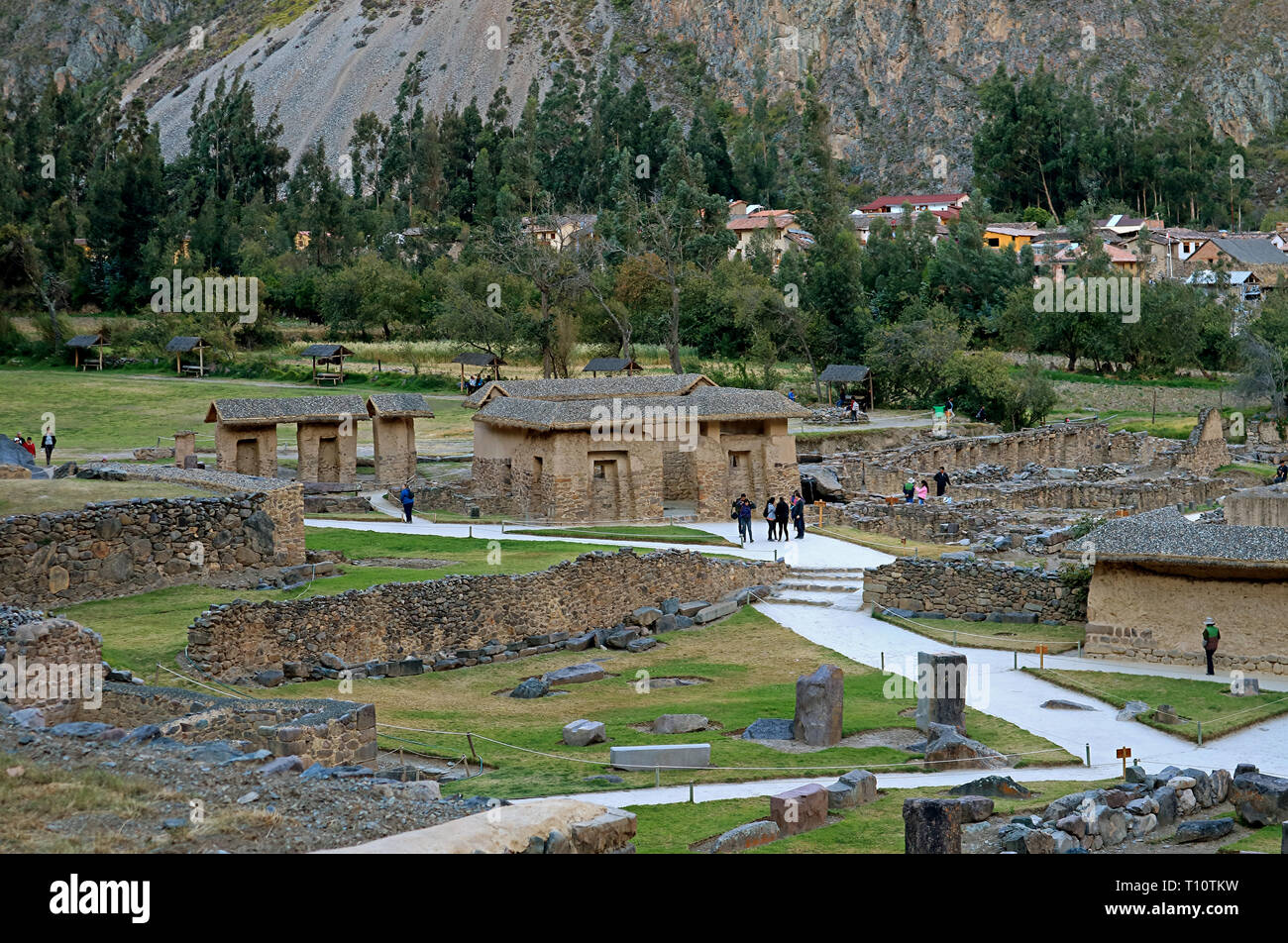 Ollantaytambo, der berühmten Inka archäologische Stätte in Urubamba Provinz, Cusco Region, Peru Stockfoto