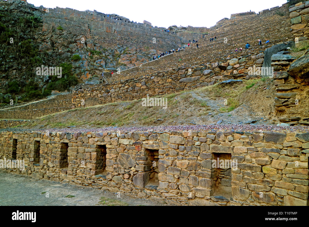 Ollantaytambo, Ehemalige letzte Festung der Inkas, Urubamba Provinz, Cusco Region, Peru Stockfoto