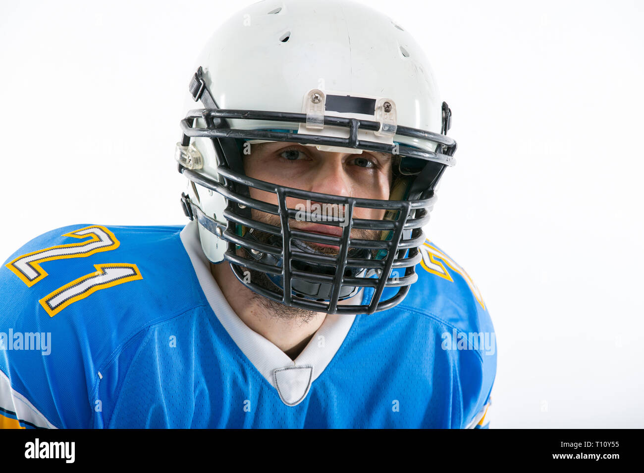 Bärtige American football player, Portrait. Stockfoto