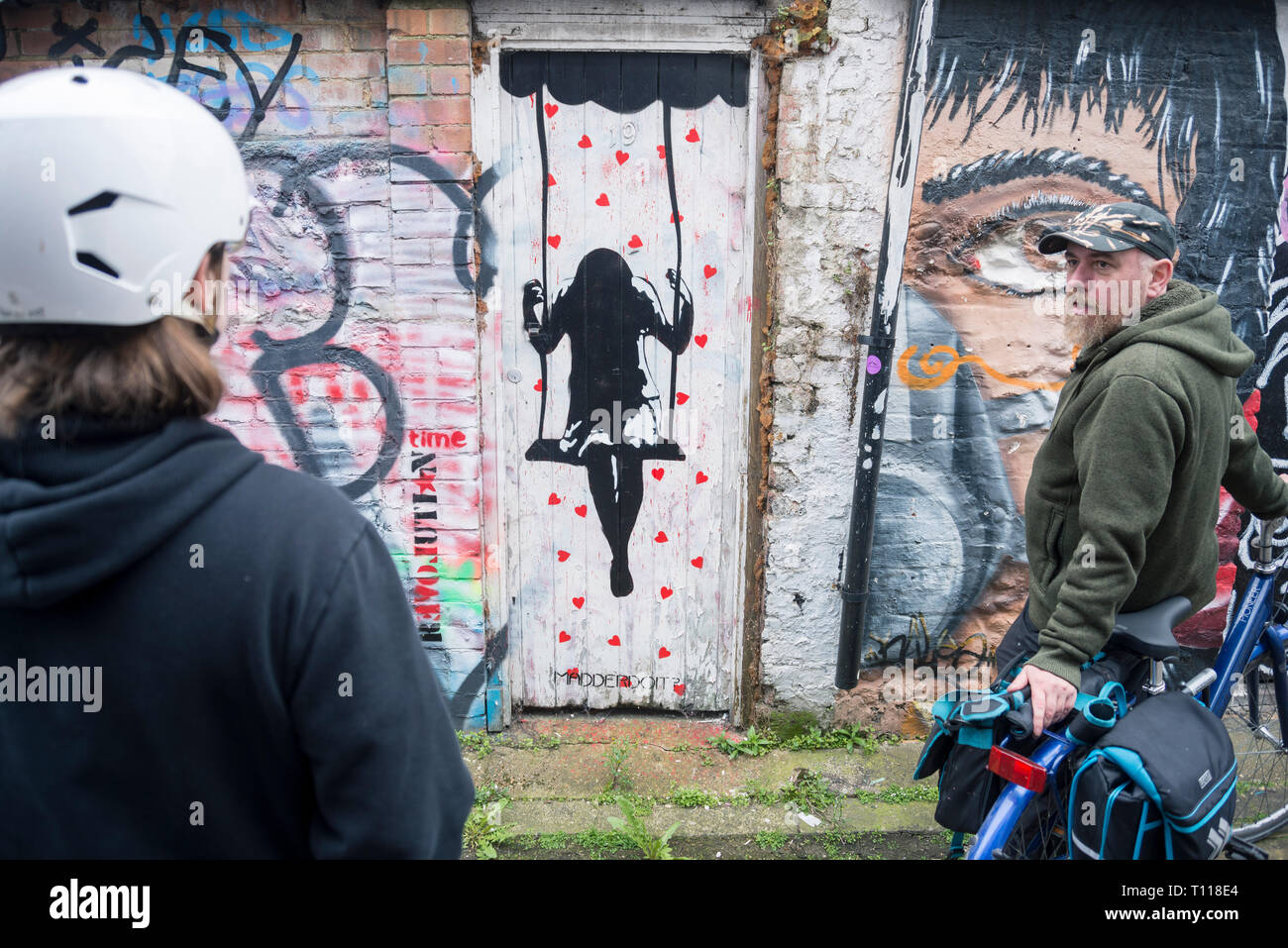 Street Art und Graffiti in Brighton und Hove. Stockfoto