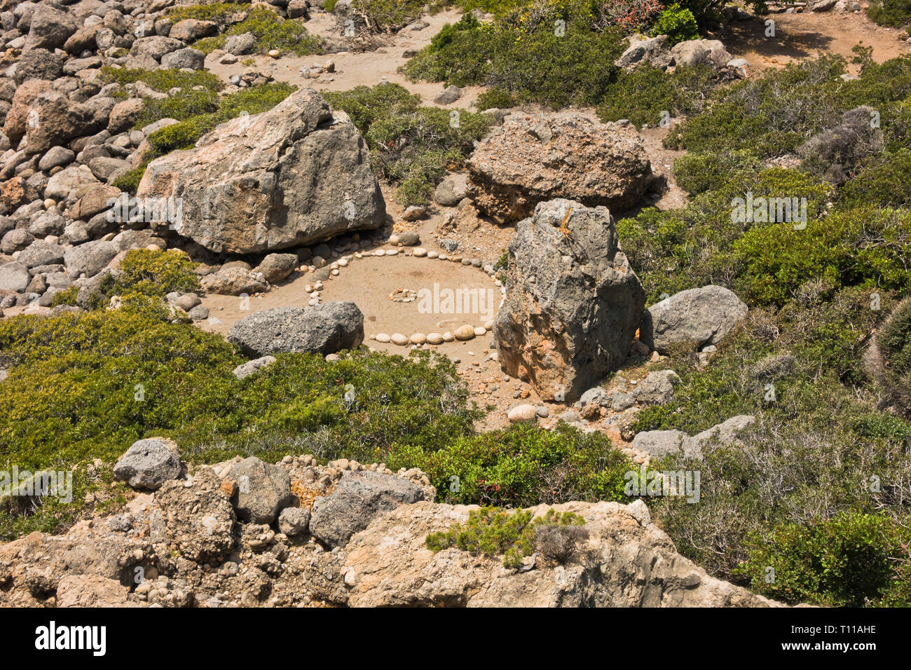 Landschaft in der Nähe von Lissos archäologische Stätte, Süd-West-Küste der Insel Kreta, Griechenland Stockfoto