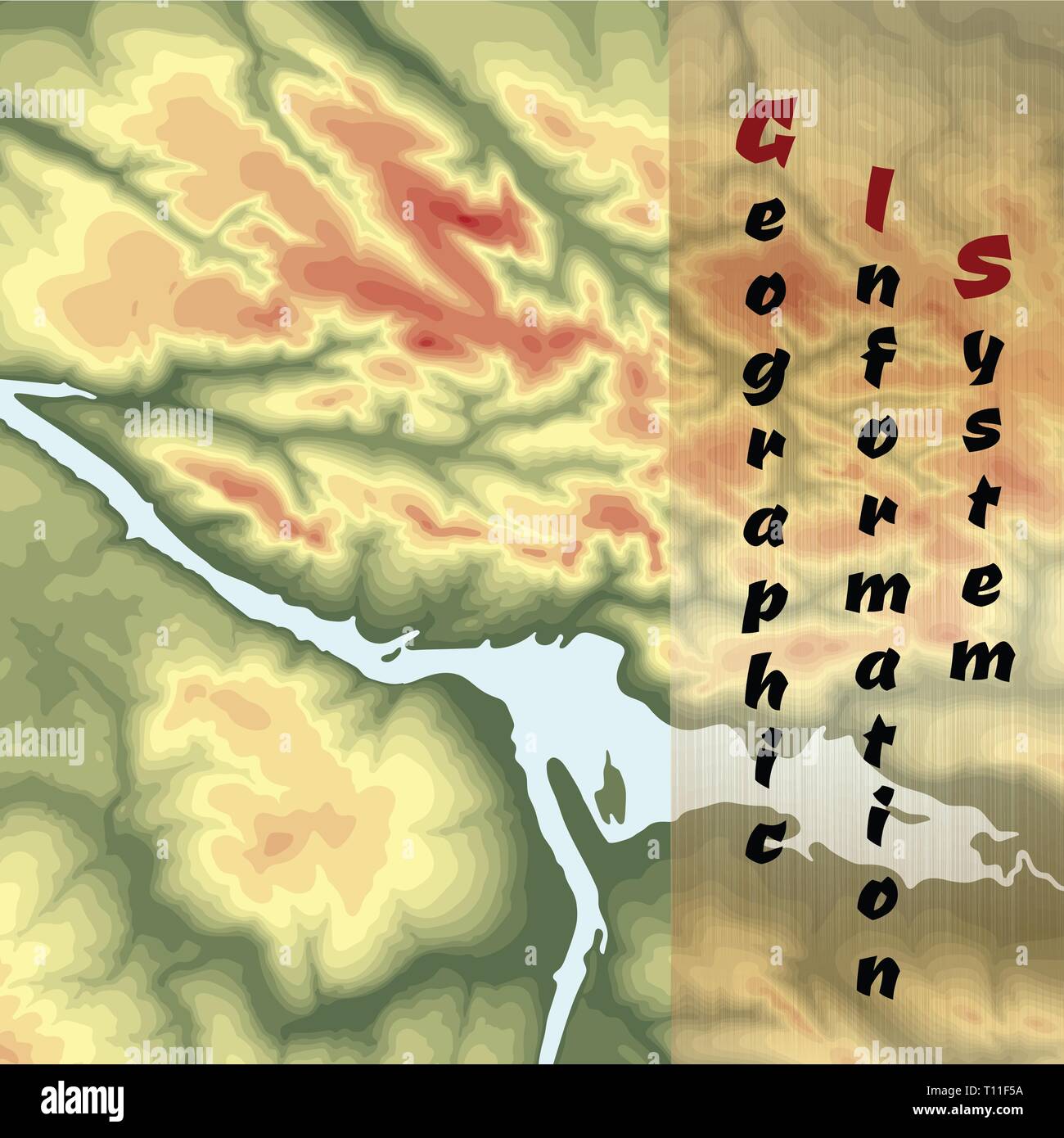 Geographic Information System Banner mit topographischen Hintergrund Stock Vektor
