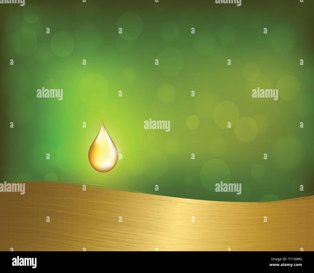 Arganöl Vorlage mit goldenen Tropfen, blonde Haare. Stock Vektor