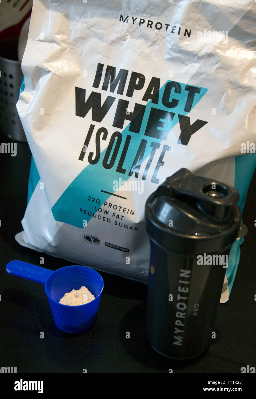 Mein Protein Auswirkungen Molke sport Isolieren ergänzen Stockfoto