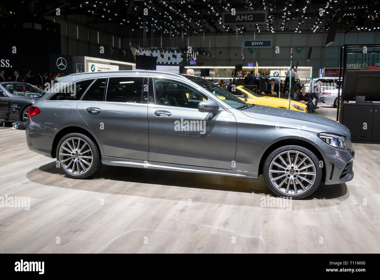 Genf, Schweiz - 5. MÄRZ 2019: Mercedes Benz C200d 4MATIC Swiss Star Auto auf dem 89. Internationalen Automobilsalon in Genf präsentiert. Stockfoto