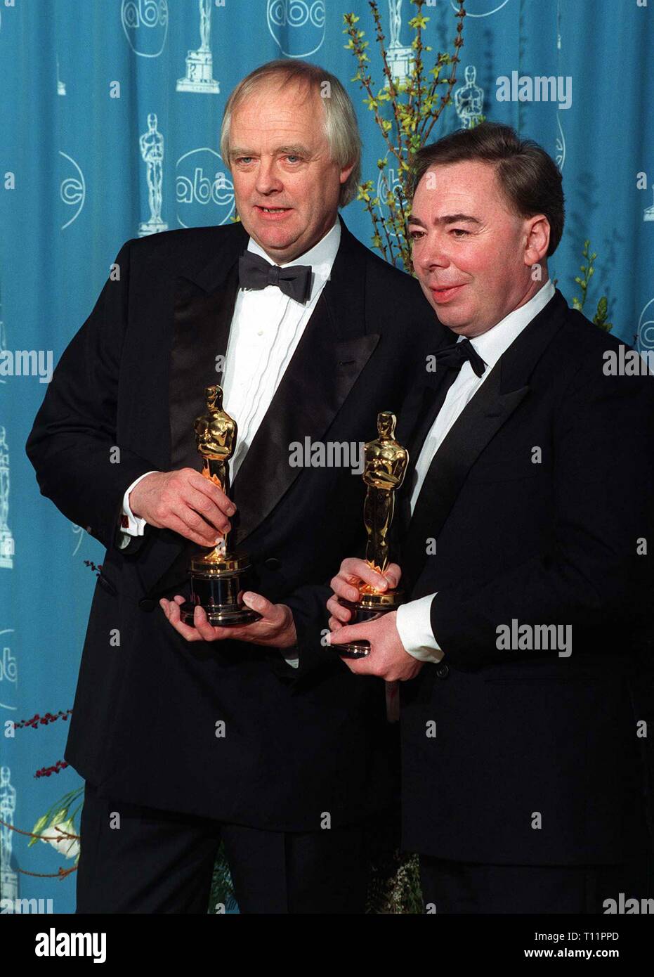 LOS ANGELES, Ca. 25. März 1997: Tim Rice (links) & Andrew Lloyd Webber bei der Oscar-verleihung. Pix: Paul Smith Stockfoto