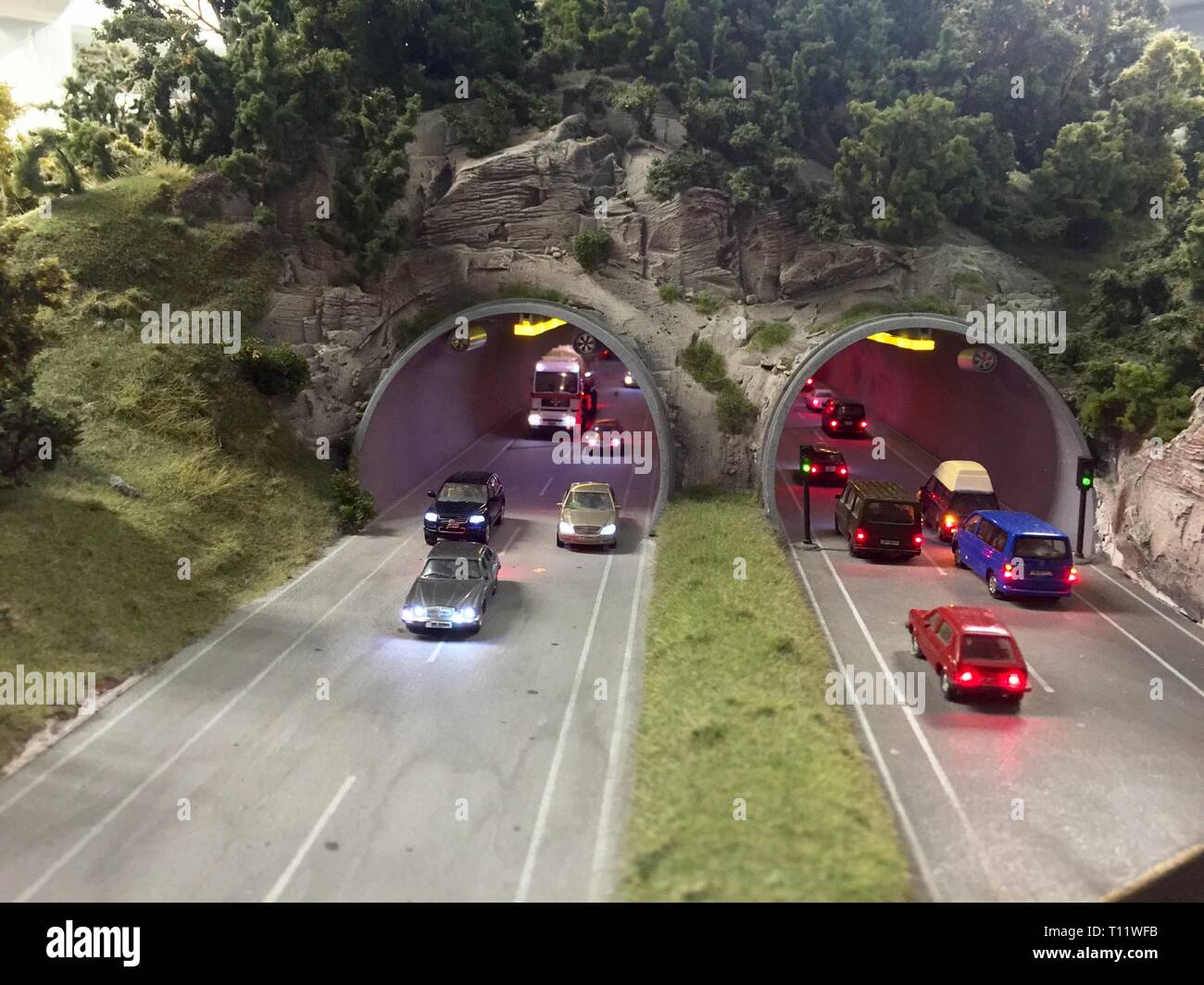 Eine kleine Nahaufnahme von einer Szene aus dem Miniatur Wunderland Hamburg Stockfoto