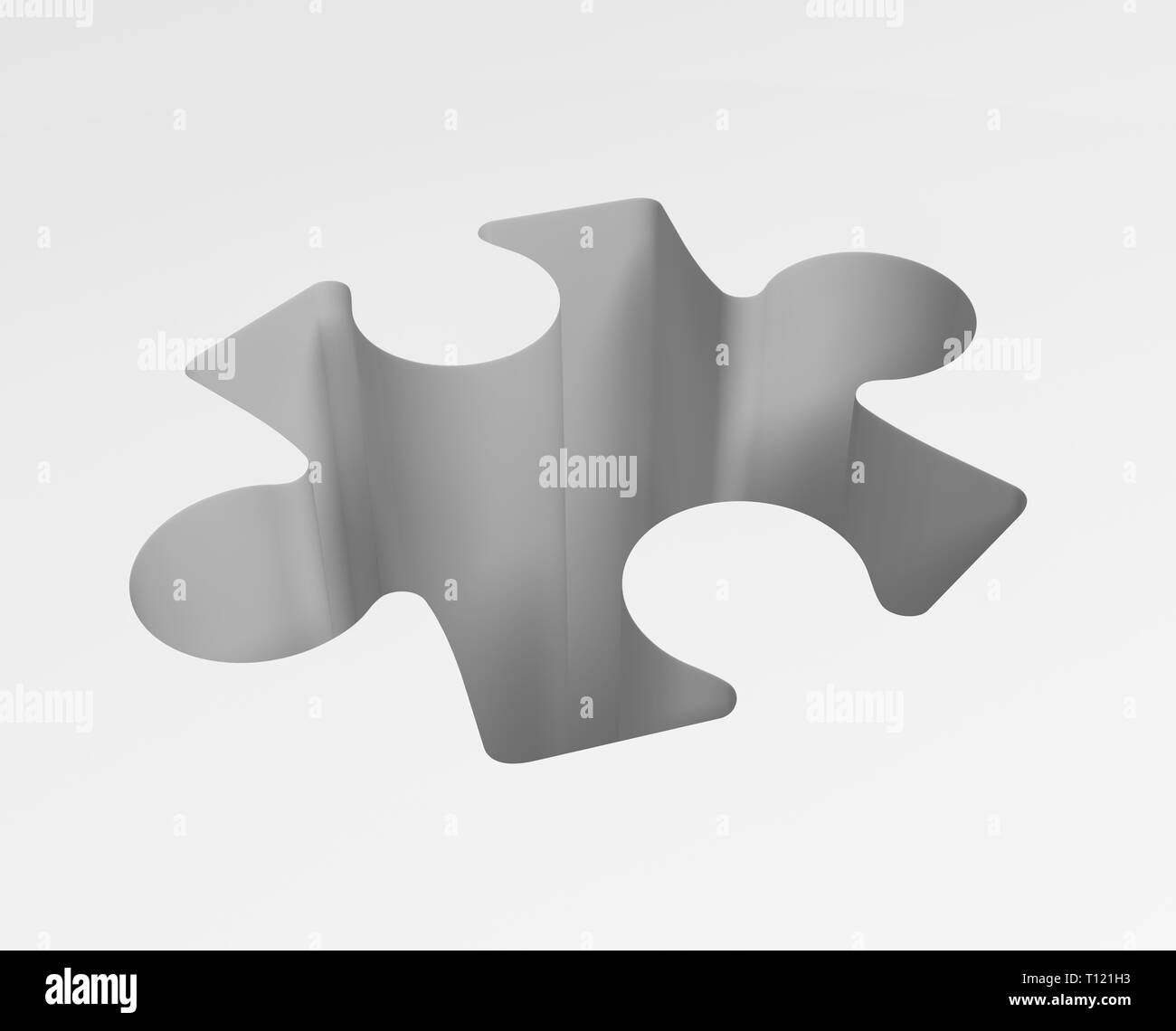 Puzzle Stück weißes Loch fallen, 3D-Darstellung, horizontal Hintergrund Stockfoto
