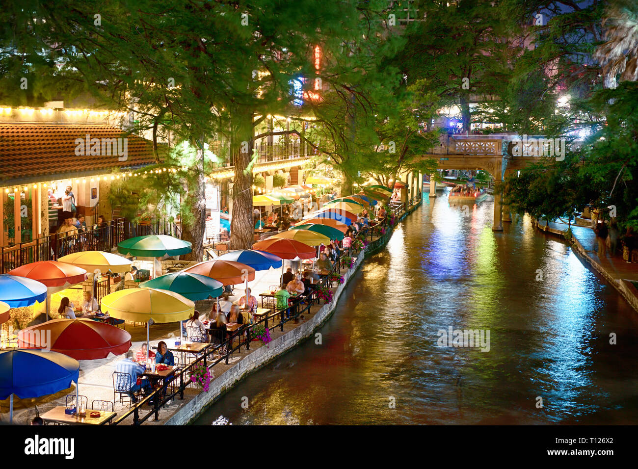 Der San Antonio River Walk. Stockfoto