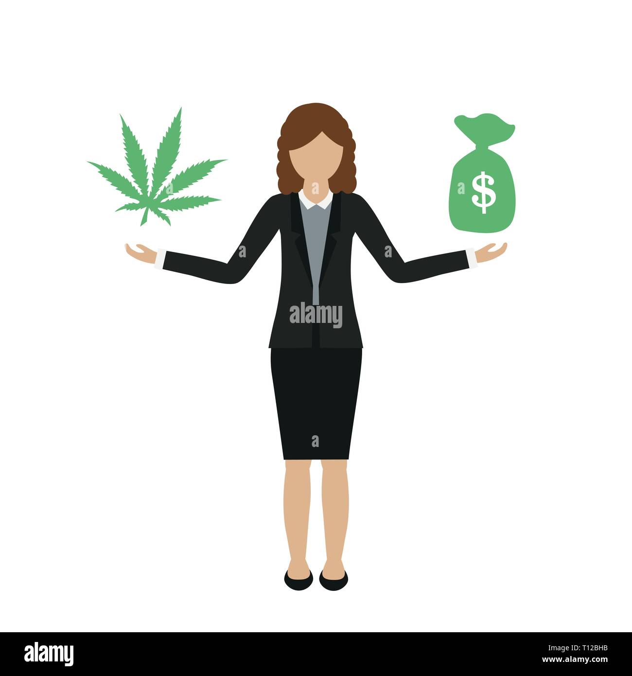 Business woman Charakter macht Geld mit Cannabis auf weißem Hintergrund Vektor-illustration EPS 10 isoliert Stock Vektor