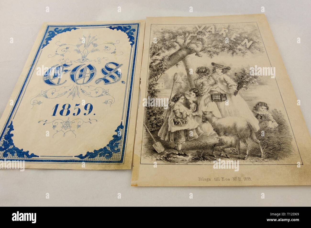 Die EOS, die griechische Göttin der Morgenröte, war der Name des ersten Kinder Magazin in Finnland, Turku veröffentlicht, aus dem Jahre 1854 bis 1866. Die Eos w Stockfoto