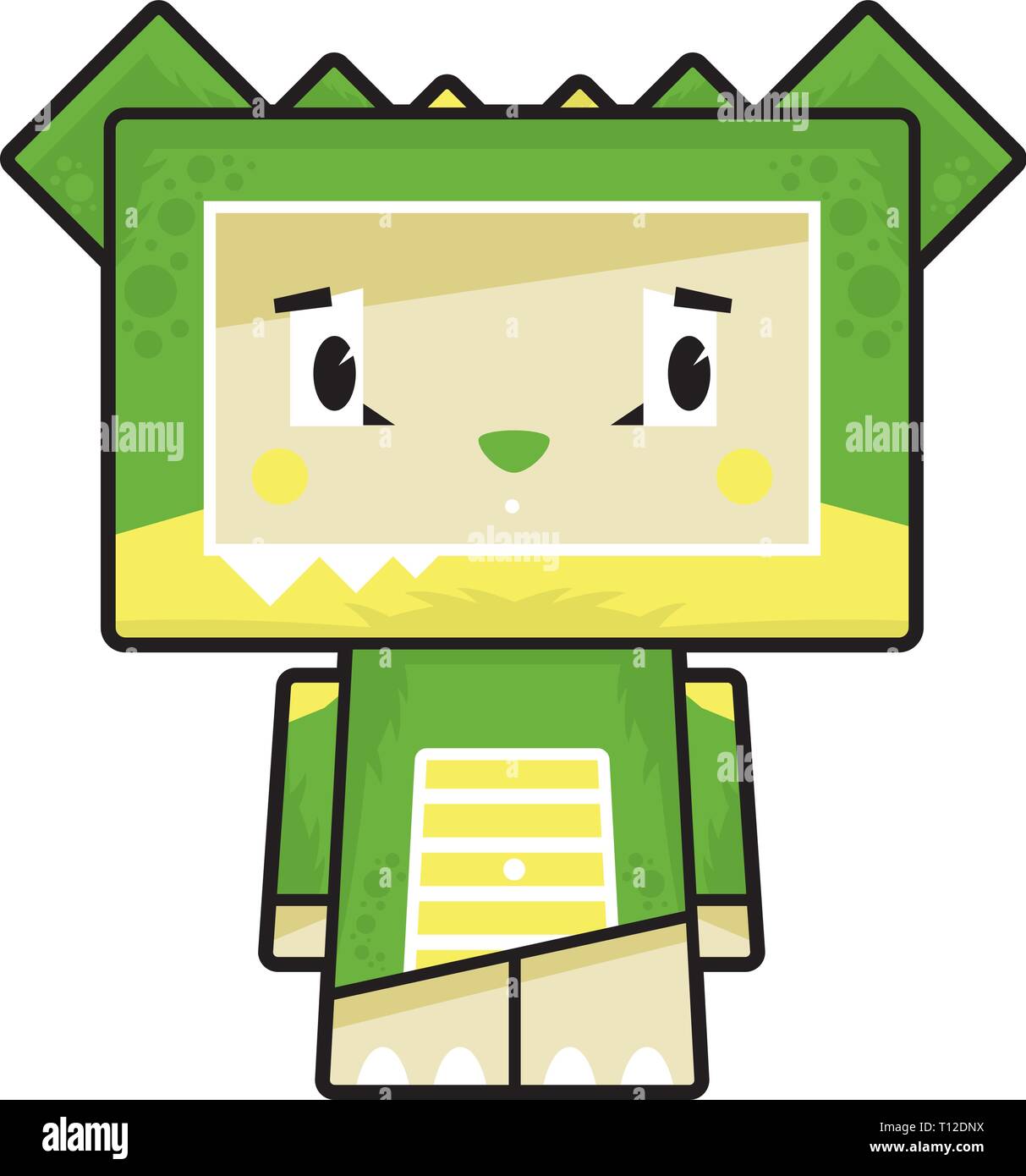 Cute Cartoon Block Krokodil Zeichen Stock Vektor