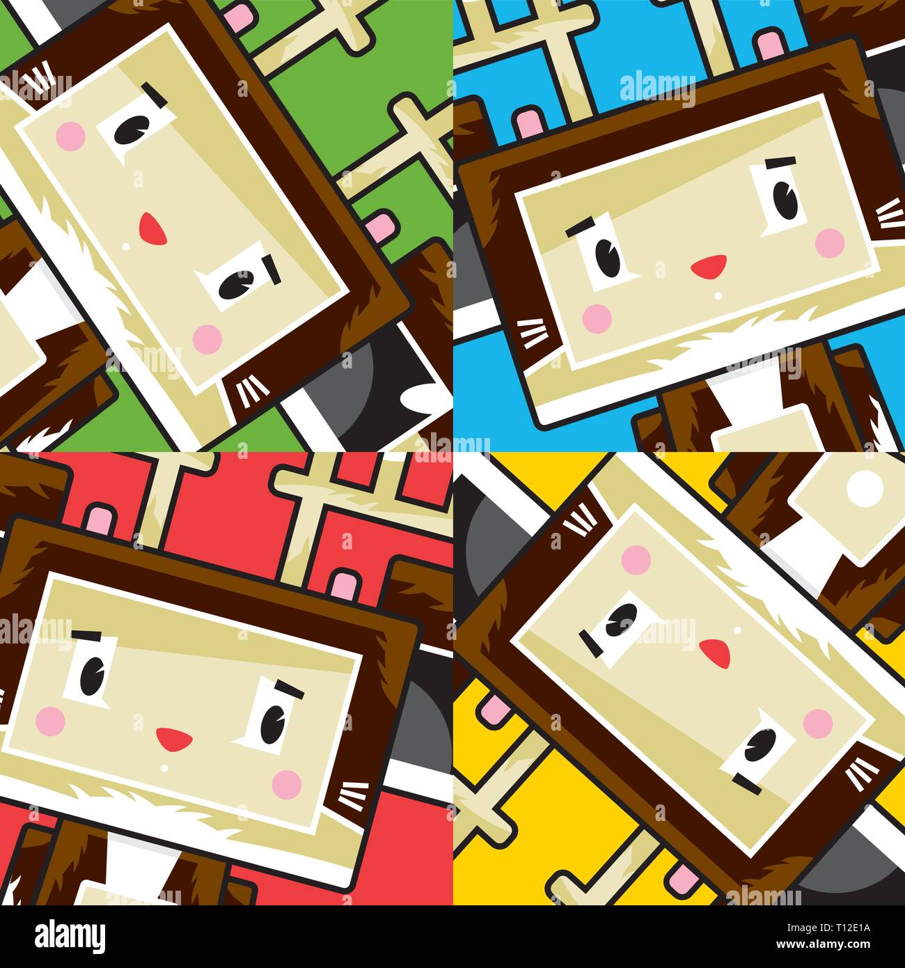 Cute Cartoon Block Rentier Charakter Stock Vektor