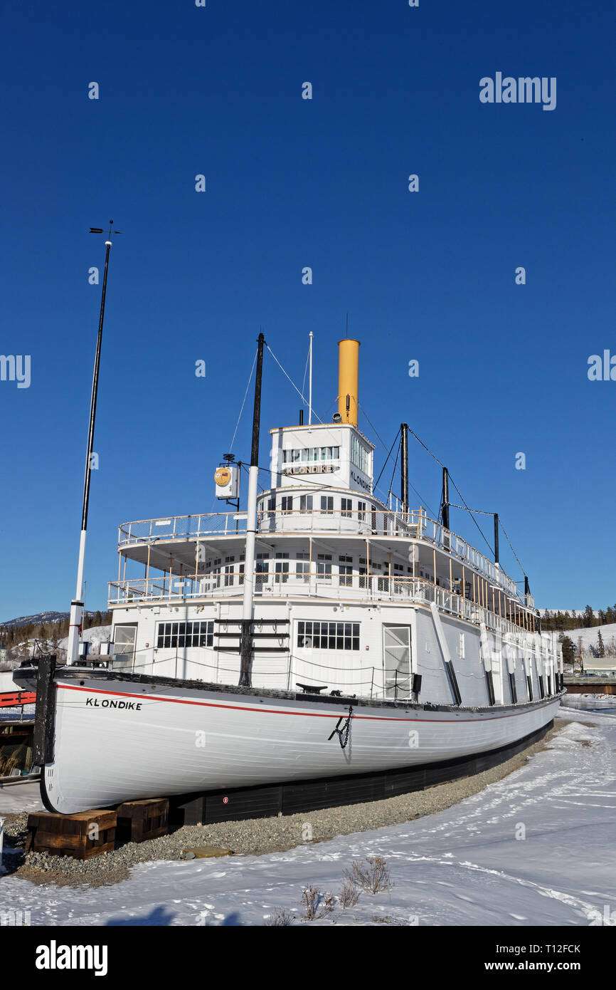 WHITEHORSE, Yukon, Kanada, 8. März, 2019: Berühmte SS Klondike Dampfer auf dem Yukon River Banken. Whitehorse ist die Hauptstadt und die einzige Stadt des Yukon, und Stockfoto